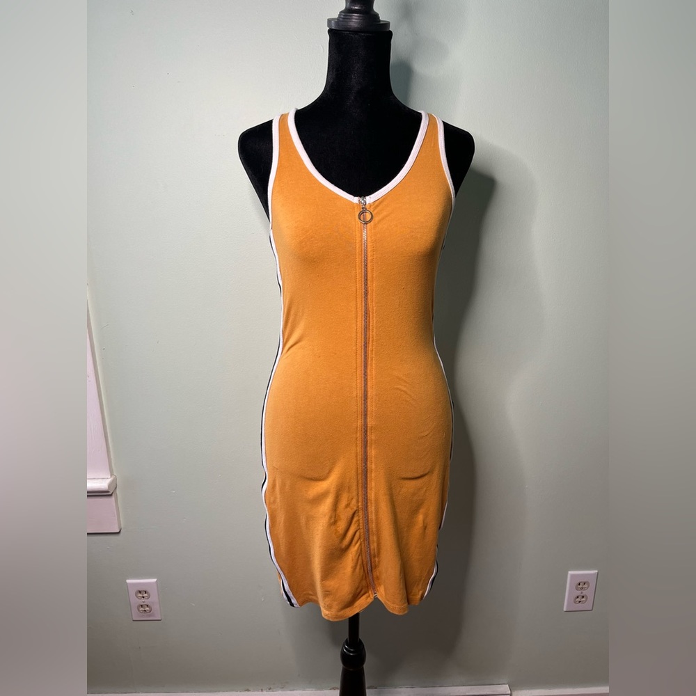 Yellow zip up dress